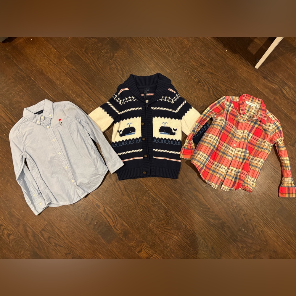 Janie and Jack Size 4 Sweater and Long Sleeve Button Downs